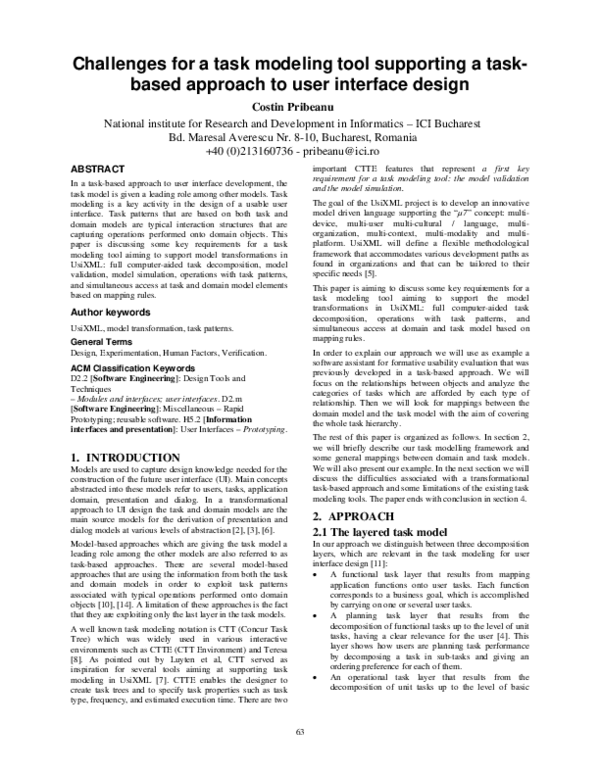 (PDF) Challenges for a task modeling tool supporting a task- based ...