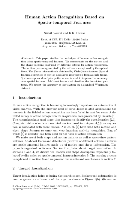 (PDF) Human Action Recognition Based on Spatio-temporal Features