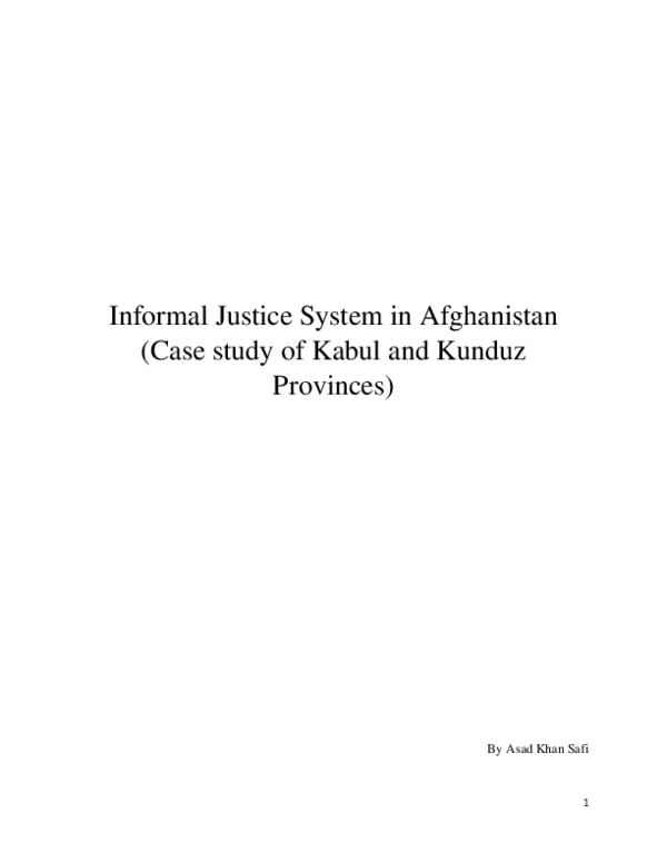 (PDF) Informal justice system in Afghanistan (Case study of Kabul and