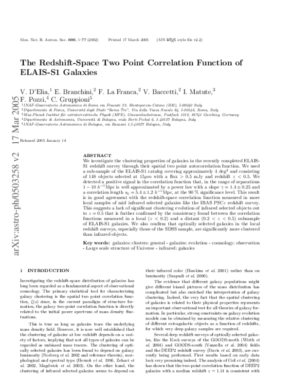 (PDF) The redshift-space two-point correlation function of ELAIS-S1 ...