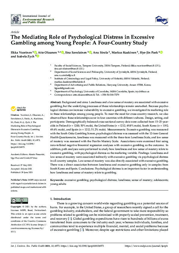 (PDF) The Mediating Role of Psychological Distress in Excessive ...