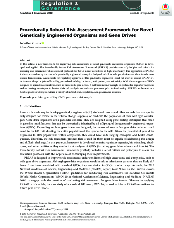 (PDF) Procedurally Robust Risk Assessment Framework for Novel ...