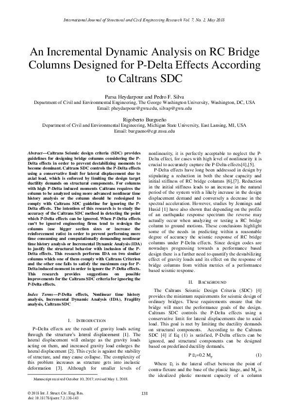 (PDF) An Incremental Dynamic Analysis on RC Bridge Columns Designed for ...