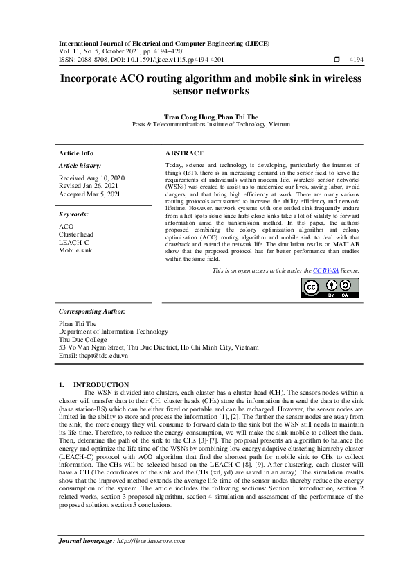 (PDF) Incorporate ACO routing algorithm and mobile sink in wireless ...
