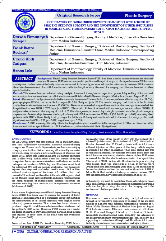(PDF) Correlation of Facial Injury Severity Scale (Fiss) with Length of ...