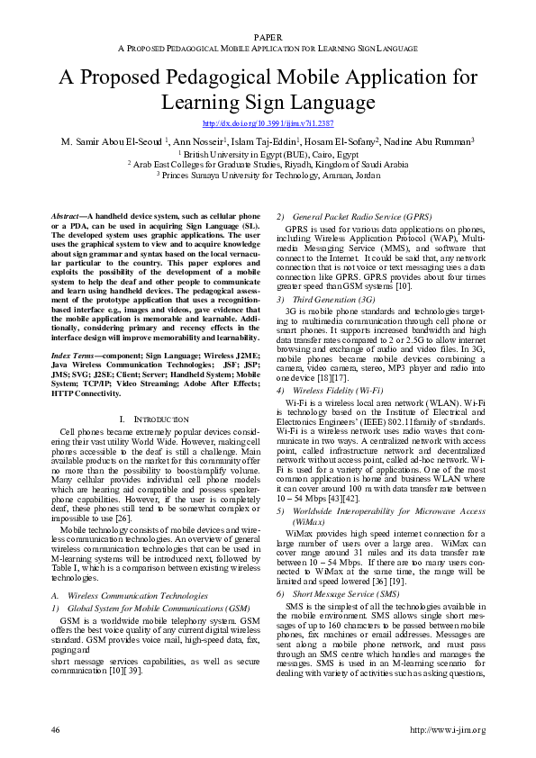 (PDF) A Proposed Pedagogical Mobile Application for Learning Sign Language