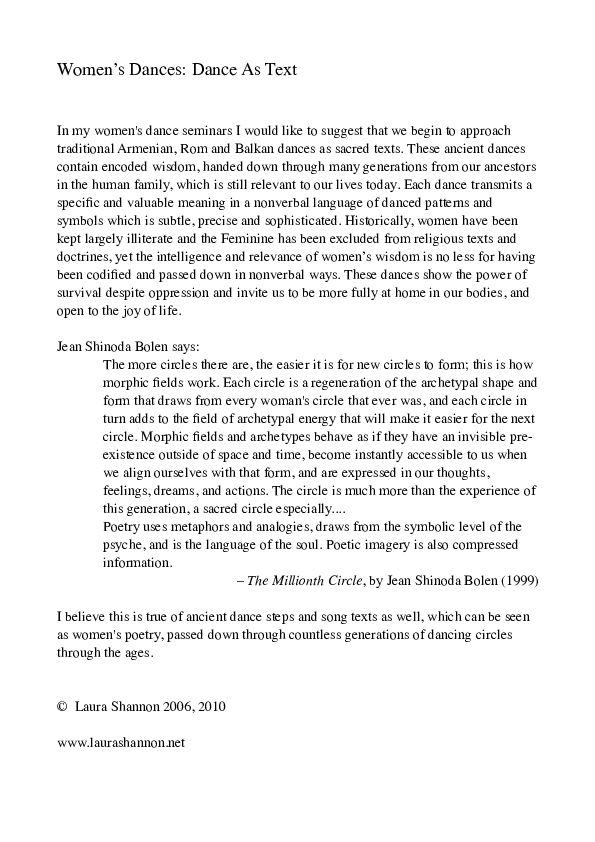 (PDF) Women's Dances: Dance As Text