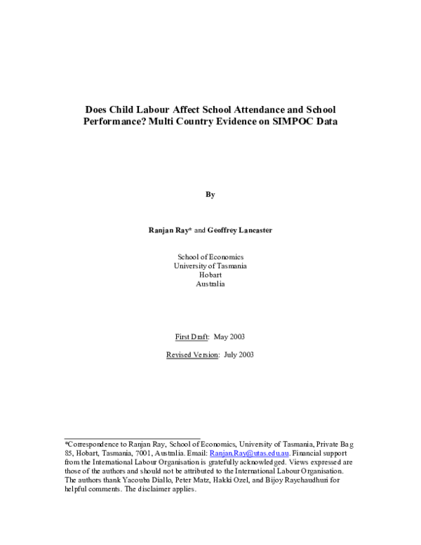 (PDF) Does Child Labour Affect School Attendance and School Performance ...