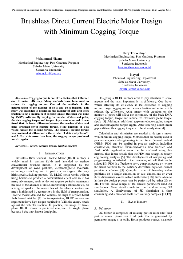 (PDF) Brushless Direct Current Electric Motor Design with Minimum ...