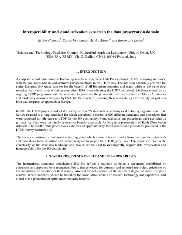 (PDF) Interoperability and standardization aspects in the data ...