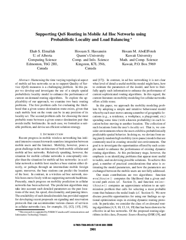 (PDF) Supporting QoS routing in mobile ad hoc networks using ...