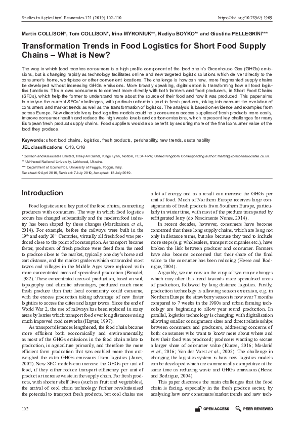 (PDF) Transformation Trends in Food Logistics for Short Food Supply ...