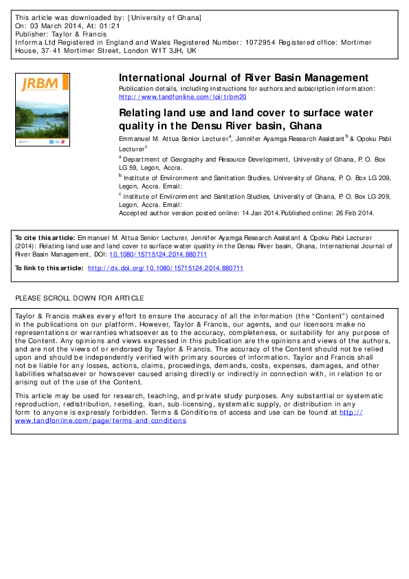 Pdf Relating Land Use And Land Cover To Surface Water Quality In The