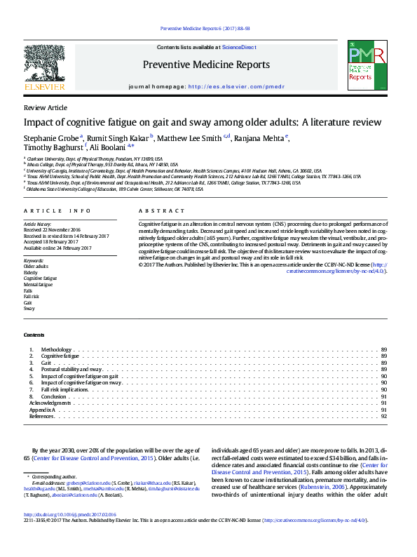 (PDF) Impact of cognitive fatigue on gait and sway among older adults ...