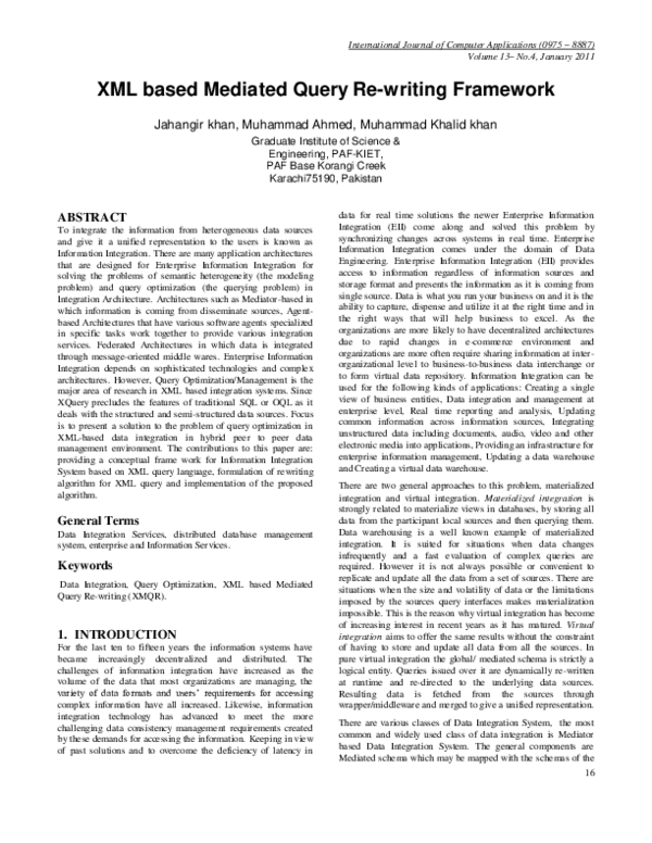 (PDF) XML based Mediated Query Re-writing Framework