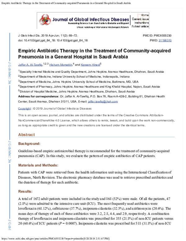 (PDF) Empiric antibiotic therapy in the treatment of community-acquired ...