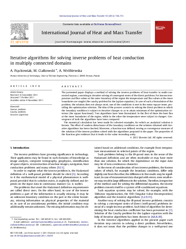(PDF) Iterative algorithms for solving inverse problems of heat ...