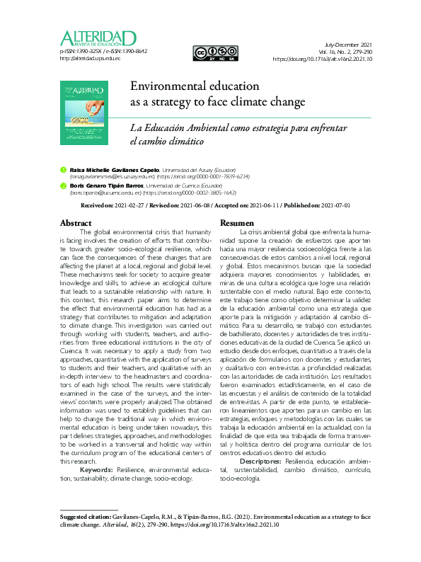 (PDF) Environmental education as a strategy to face climate change