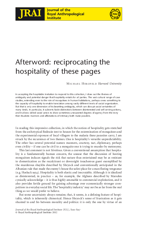 (PDF) Afterword: reciprocating the hospitality of these pages