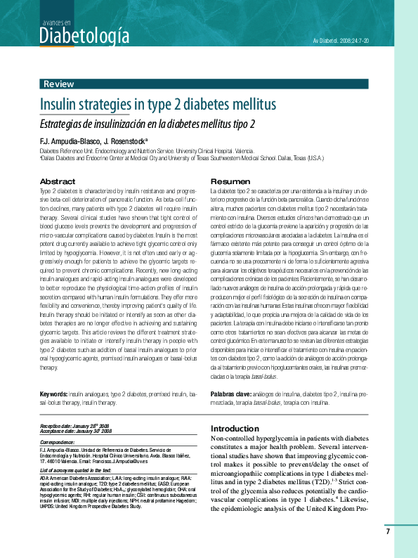 (PDF) Insulin Strategies for Type 2 Diabetes Mellitus