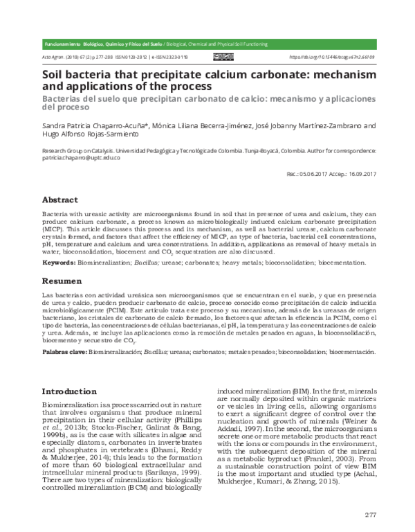 (PDF) Soil bacteria that precipitate calcium carbonate: mechanism and ...