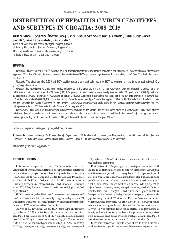 (PDF) Distribution of hepatitis C virus genotypes and its response to ...