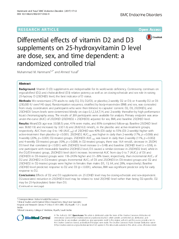 (PDF) Differential effects of vitamin D2 and D3 supplements on 25 ...