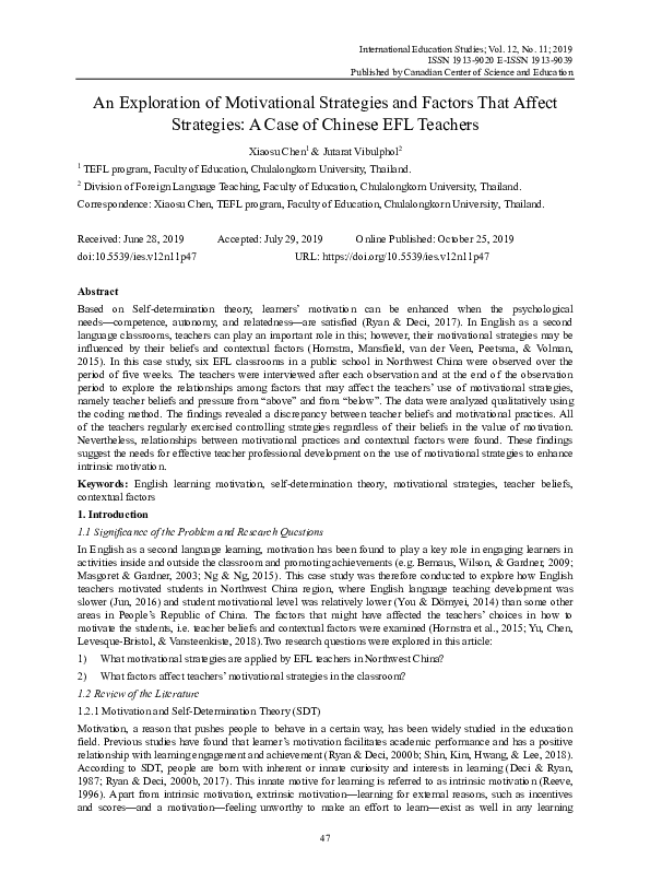 (PDF) An Exploration of Motivational Strategies and Factors That Affect ...