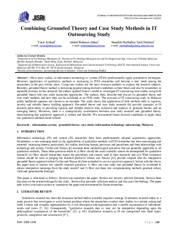 (PDF) Combining grounded theory and case study methods in IT ...