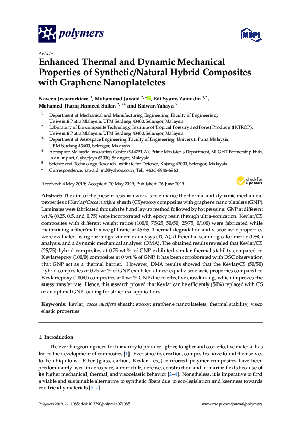 (PDF) Enhanced Thermal and Dynamic Mechanical Properties of Synthetic ...