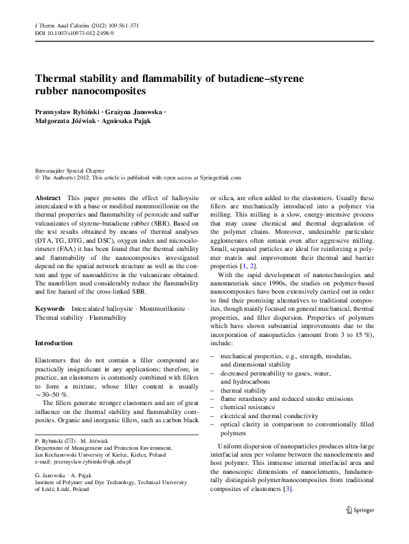 (PDF) Thermal stability and flammability of butadiene–styrene rubber ...