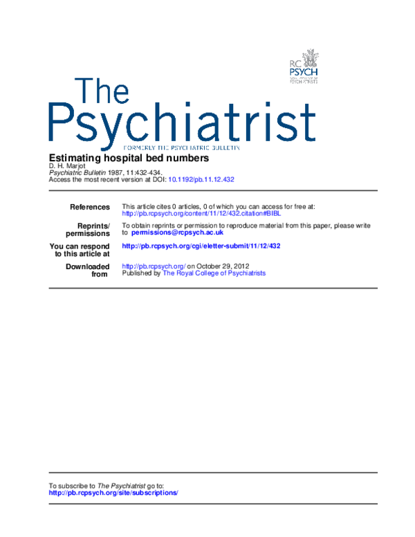 (PDF) Estimating hospital bed numbers Gyles Glover Academia.edu