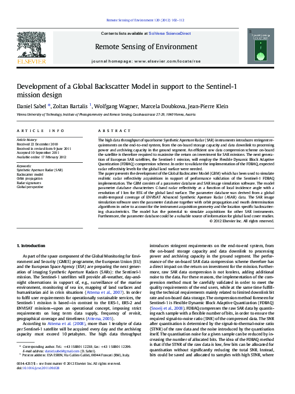 (PDF) Development of a Global Backscatter Model in support to the ...