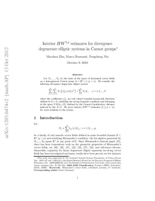 (PDF) Interior estimates for divergence degenerate elliptic systems in ...
