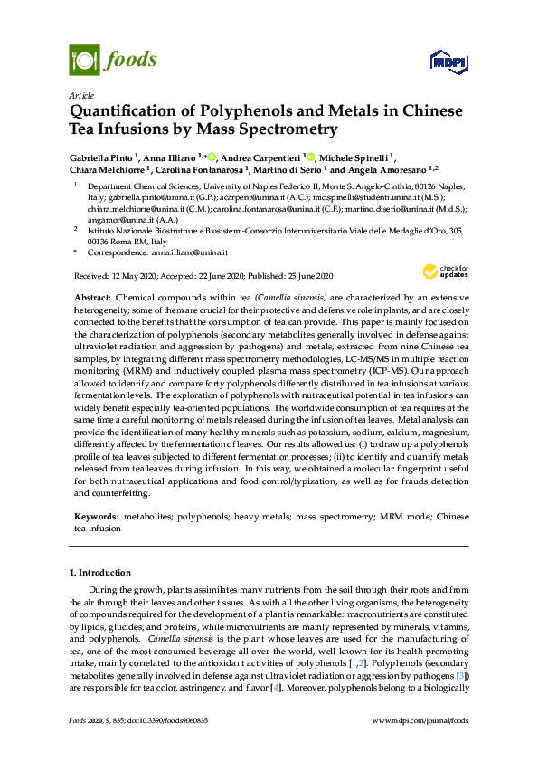 (PDF) Quantification of Polyphenols and Metals in Chinese Tea Infusions ...