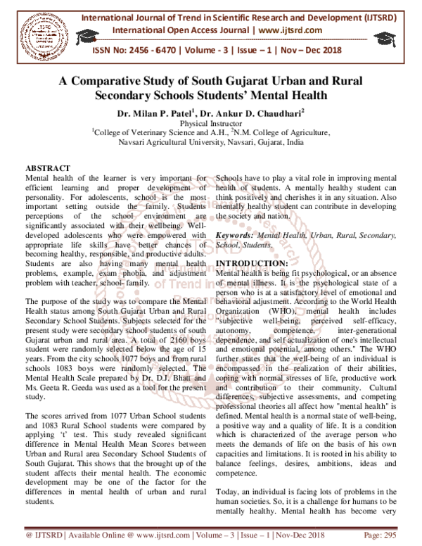 (PDF) A Comparative Study of South Gujarat Urban and Rural Secondary ...