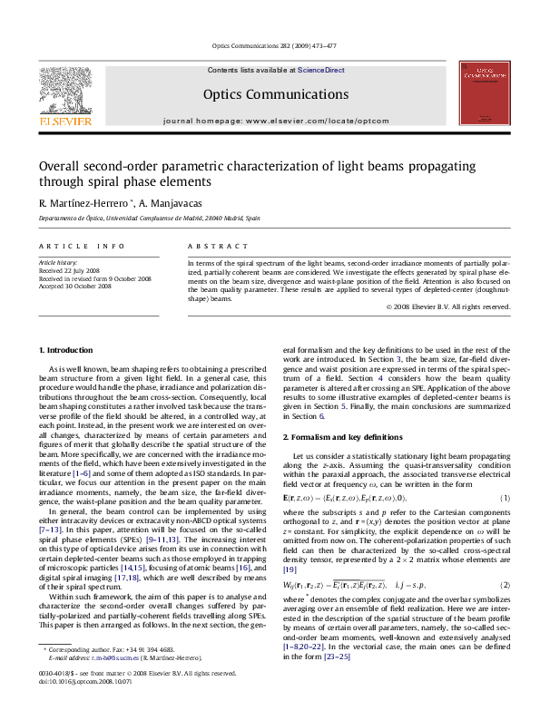 (PDF) Overall second-order parametric characterization of light beams ...