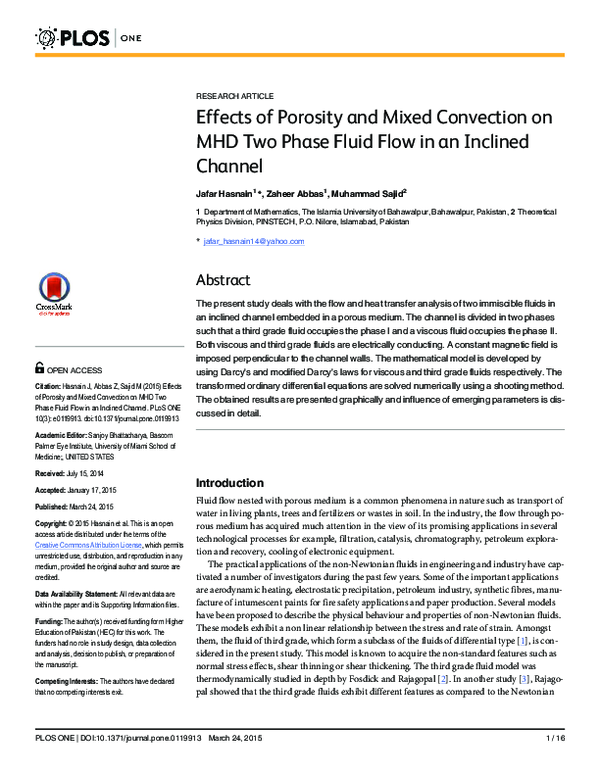 (PDF) Effects of Porosity and Mixed Convection on MHD Two Phase Fluid ...