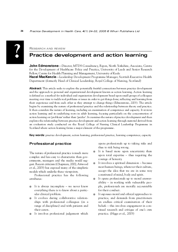 (PDF) Practice development and action learning