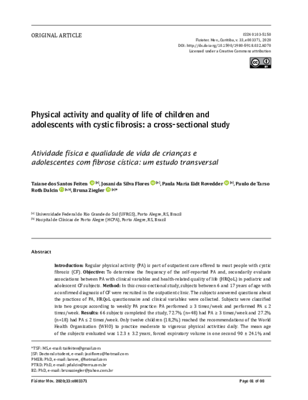 (PDF) Physical activity and quality of life of children and adolescents ...