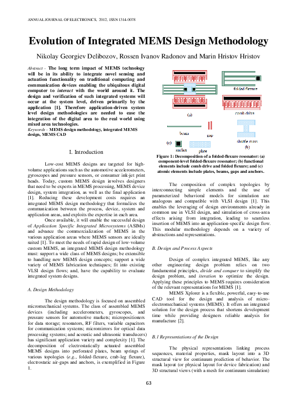 (PDF) Evolution of Integrated MEMS Design Methodology