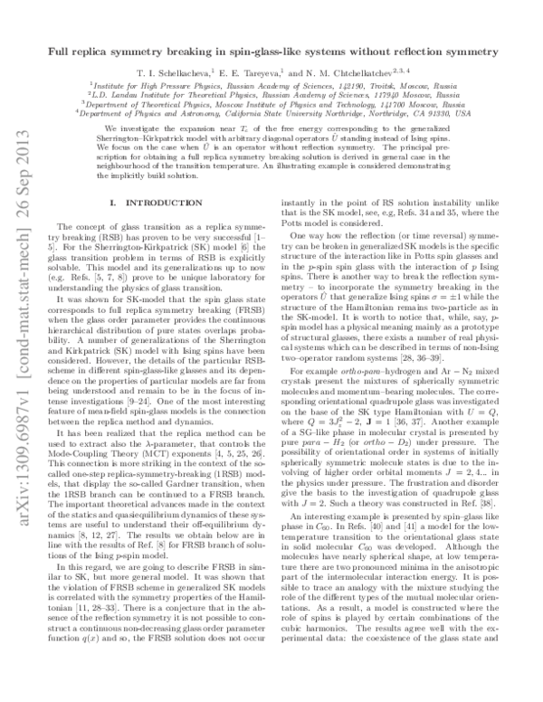 (PDF) Full replica symmetry breaking in spin-glass-like systems without ...