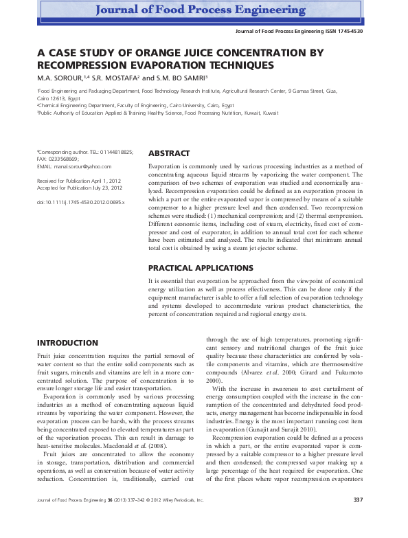 (PDF) A CASE STUDY OF ORANGE JUICE CONCENTRATION BY