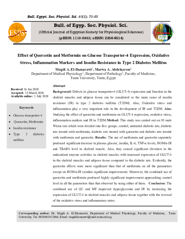 (PDF) Effect of Quercetin and Metformin on Glucose Transporter-4 ...
