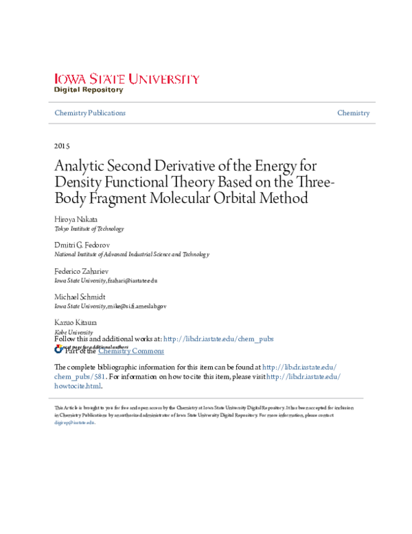 (PDF) Analytic second derivative of the energy for density functional ...