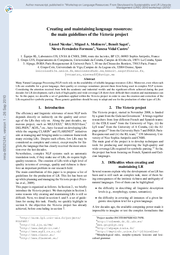 (PDF) Creating and Maintaining Language Resources: the Main Guidelines ...