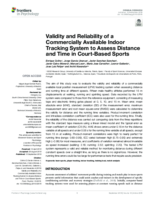 (PDF) Validity and Reliability of a Commercially Available Indoor ...