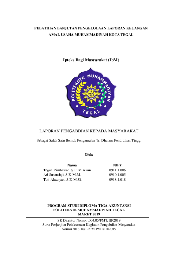 (PDF) Laporan PkM IbM LPPM Politeknik Muhammadiyah Tegal