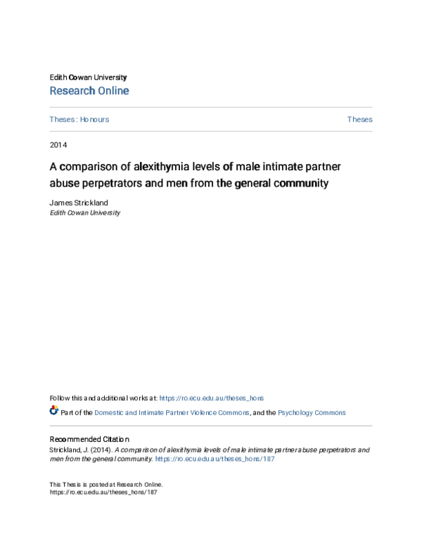 (PDF) A comparison of alexithymia levels of male intimate partner abuse ...