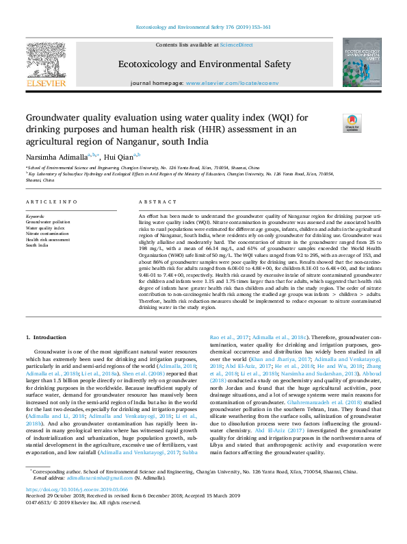 (PDF) Groundwater quality evaluation using water quality index (WQI ...